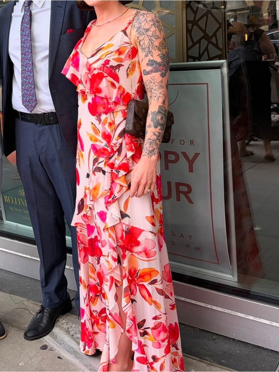 Ever New Dresses & Skirts - Ever New Pink and Orange Floral Ruffle Maxi Dress